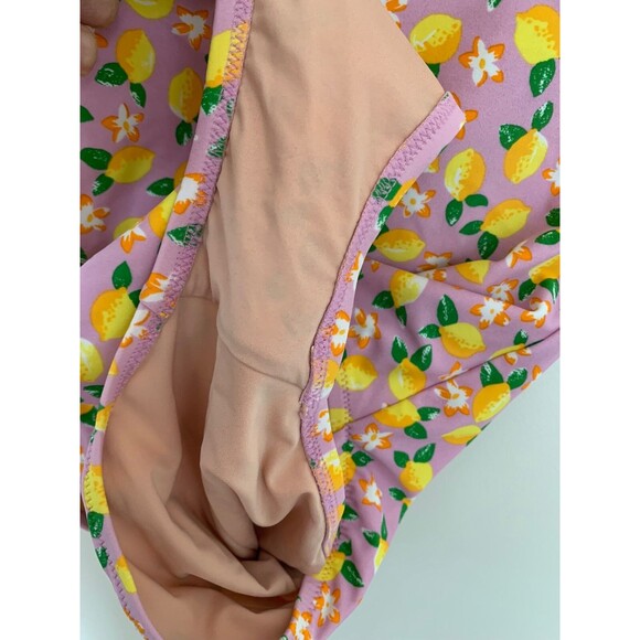 J Crew Shoulder-tie one-piece swimsuit in lemon print sz 8 - Picture 4 of 9